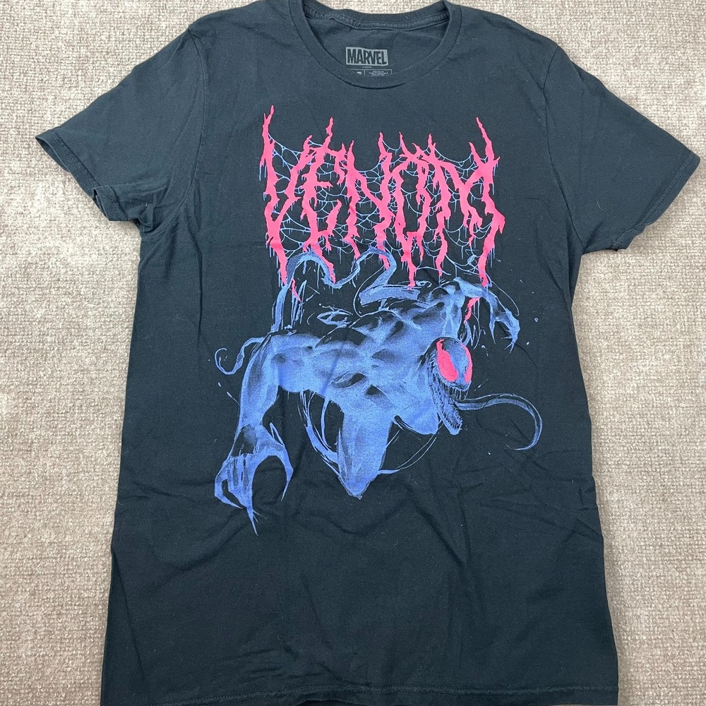 Marvel Comics Venom T-Shirt Mens M Black Cotton LootWear Graphic Short Sleeve